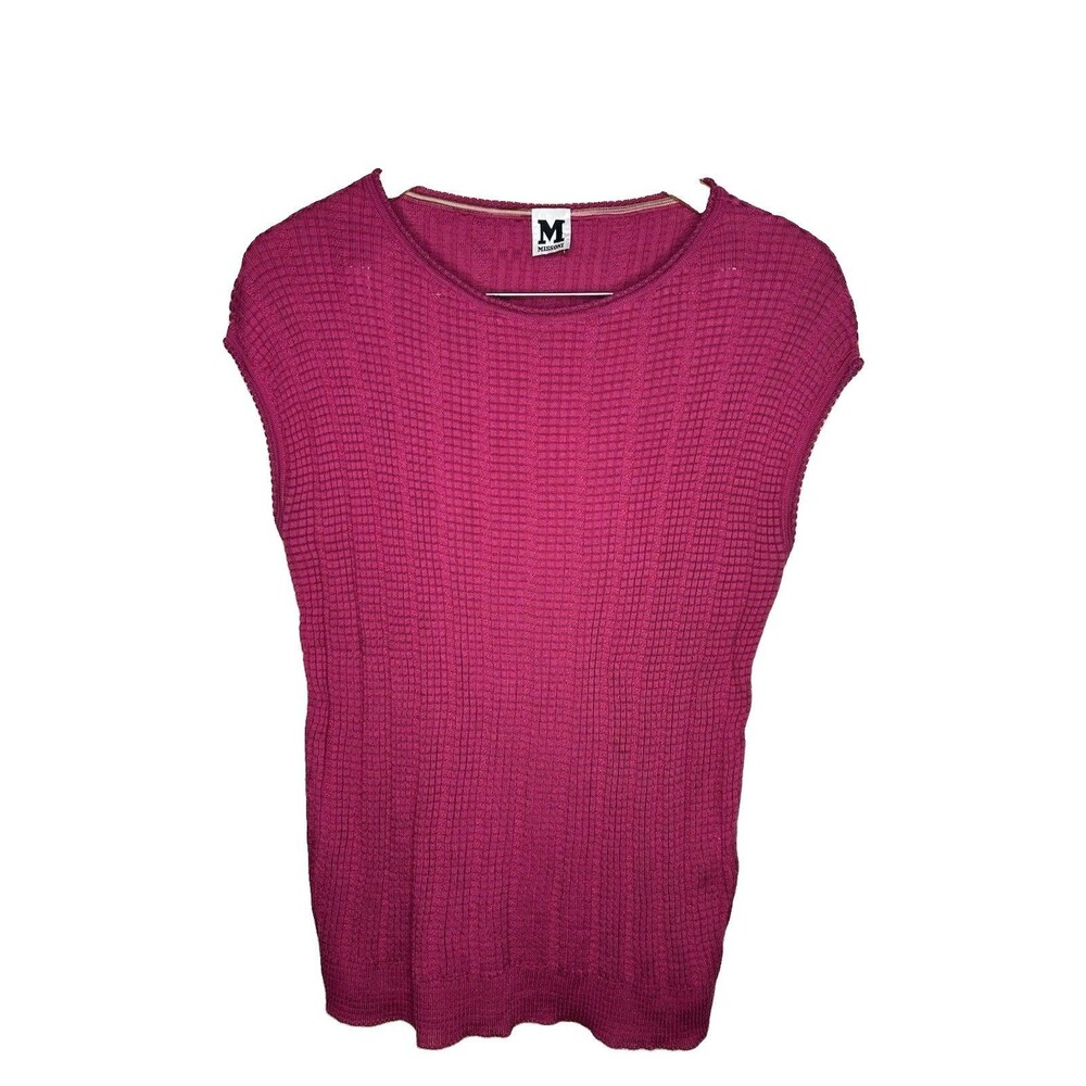 M Missoni Womens Size 10 Fuschia Pink Textured Knit Sleeveless Top Shell Tank